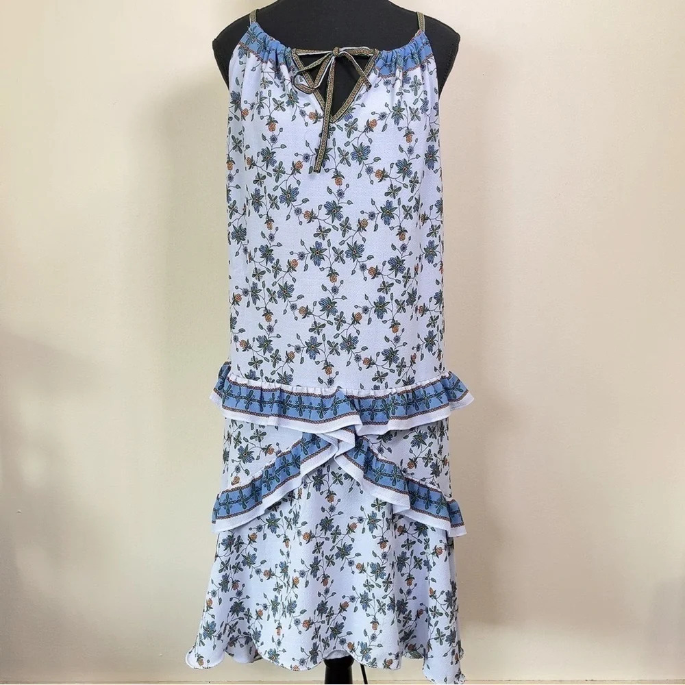 Max Studio Floral Tier Hem Sleeveless Dress